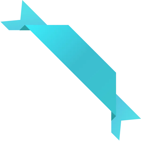 Cyan Folded Ribbon Banner PNG