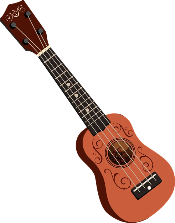 Ukulele with Floral Design PNG Transparent