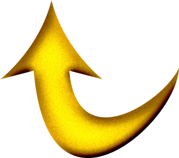 Golden Curved Up Arrow PNG Transparent Background