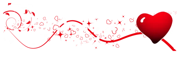 Decorative Red and White Hearts Swirl PNG