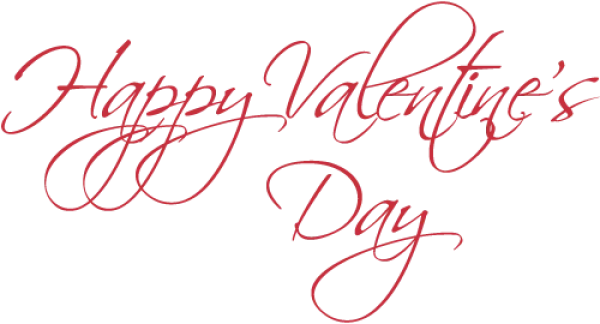 Happy Valentine's Day Red Script PNG