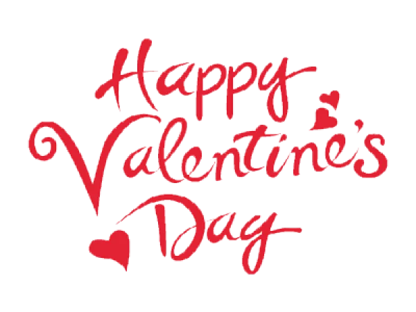 Happy Valentine's Day Red Script Text PNG