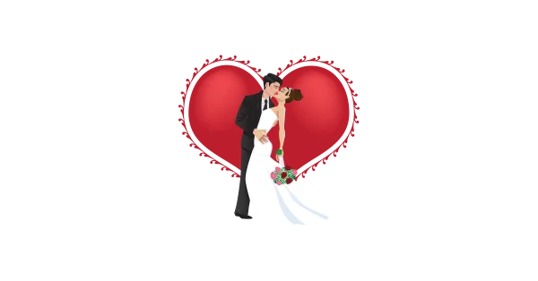 Wedding Couple Kissing in Heart Transparent PNG