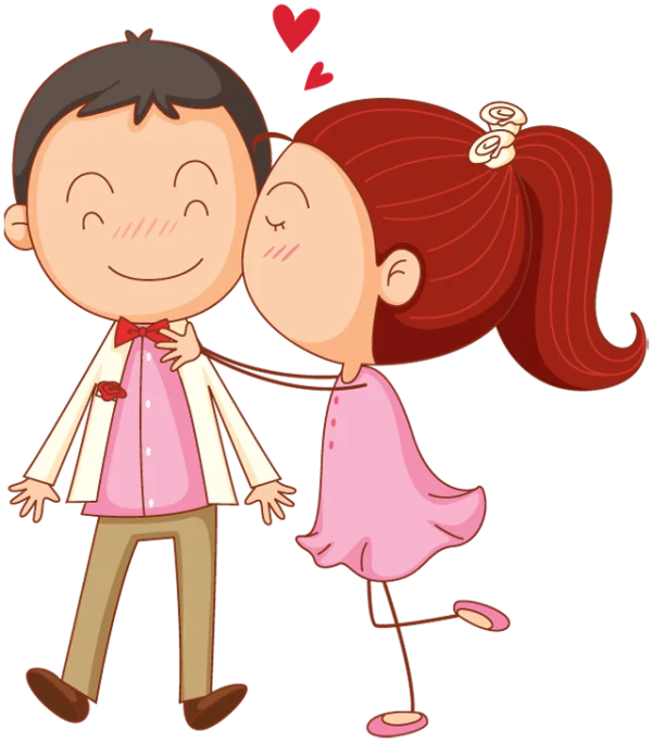 Cartoon Couple Kissing PNG Transparent Background