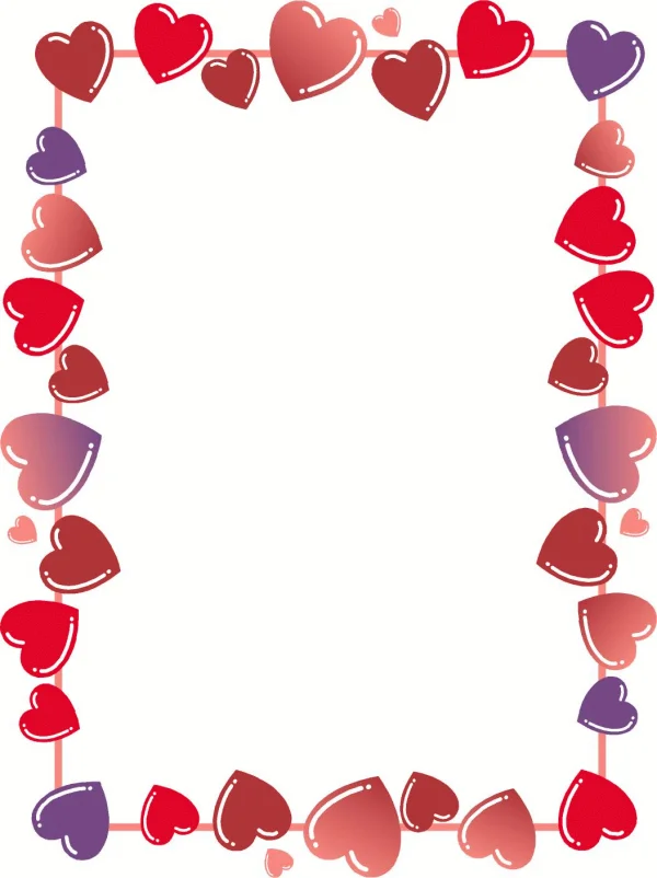 Romantic Heart Border Frame PNG Transparent