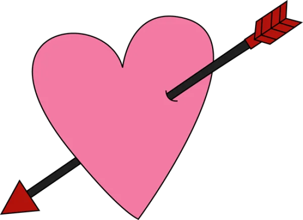 Pink Heart with Cupid's Arrow PNG Transparent