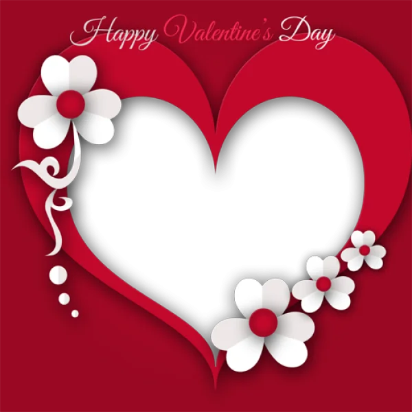 Happy Valentine's Day Heart Photo Frame PNG