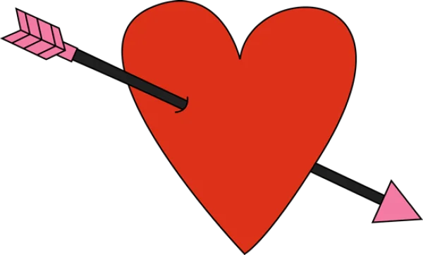 Red Heart with Cupid's Arrow PNG Transparent Background