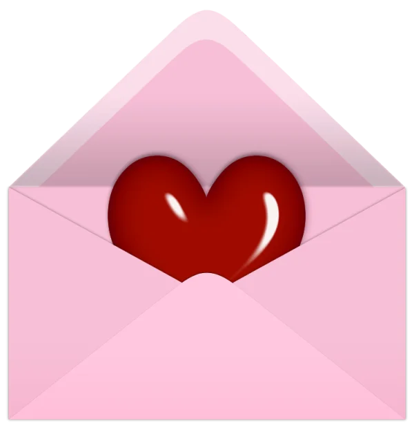 Pink Envelope with Red Heart PNG Transparent