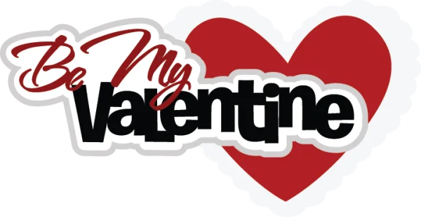 Be My Valentine Text with Red Heart PNG