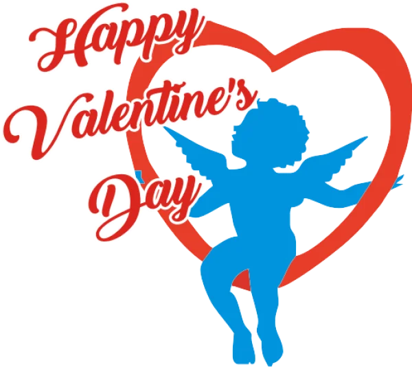 Happy Valentine's Day Cupid Heart PNG