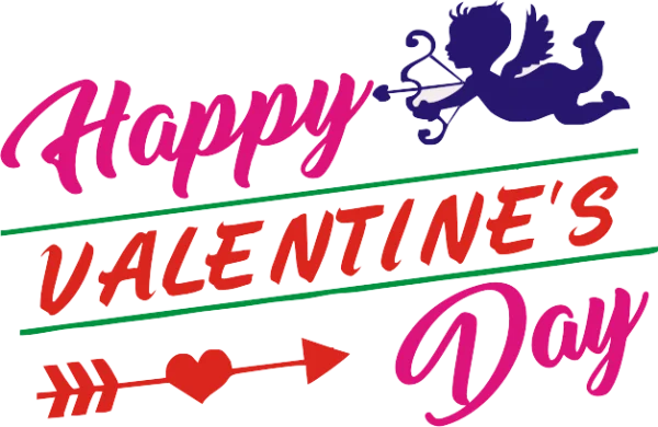 Happy Valentine's Day Message with Cupid PNG