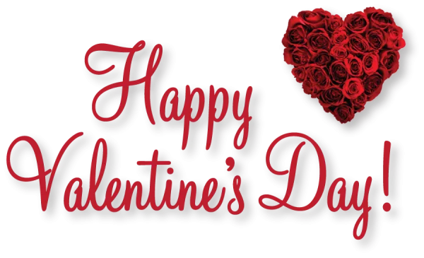 Happy Valentine's Day Text with Rose Heart PNG Transparent