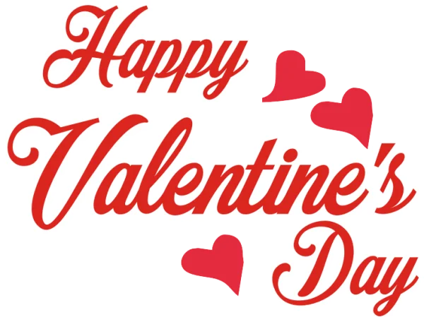 Happy Valentine's Day Red Script with Hearts PNG