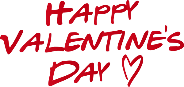 Happy Valentine's Day Red Text PNG with Heart
