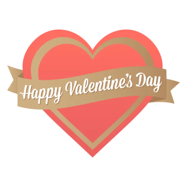 Happy Valentine's Day Heart Banner PNG Transparent