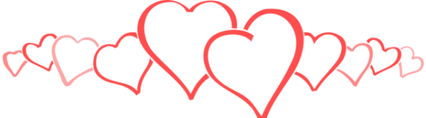 Overlapping Red Hearts Border PNG Transparent Background