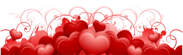 Romantic Red Hearts and Swirls Design PNG