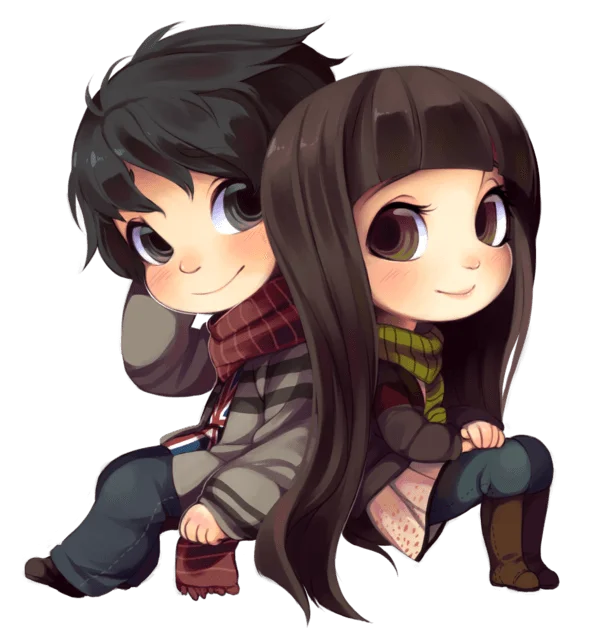 Cute Chibi Couple Transparent PNG