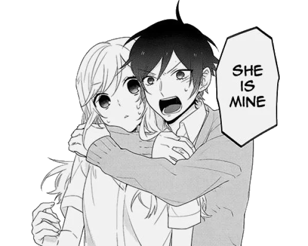 Anime Manga Couple Hug "She Is Mine" PNG