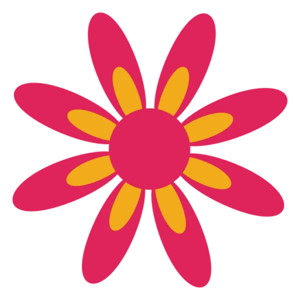Pink and Yellow Stylized Flower PNG Transparent Background