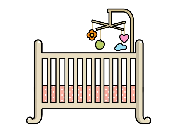 Baby Crib with Mobile PNG Transparent Background