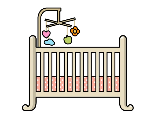 Baby Crib with Mobile PNG Transparent Background