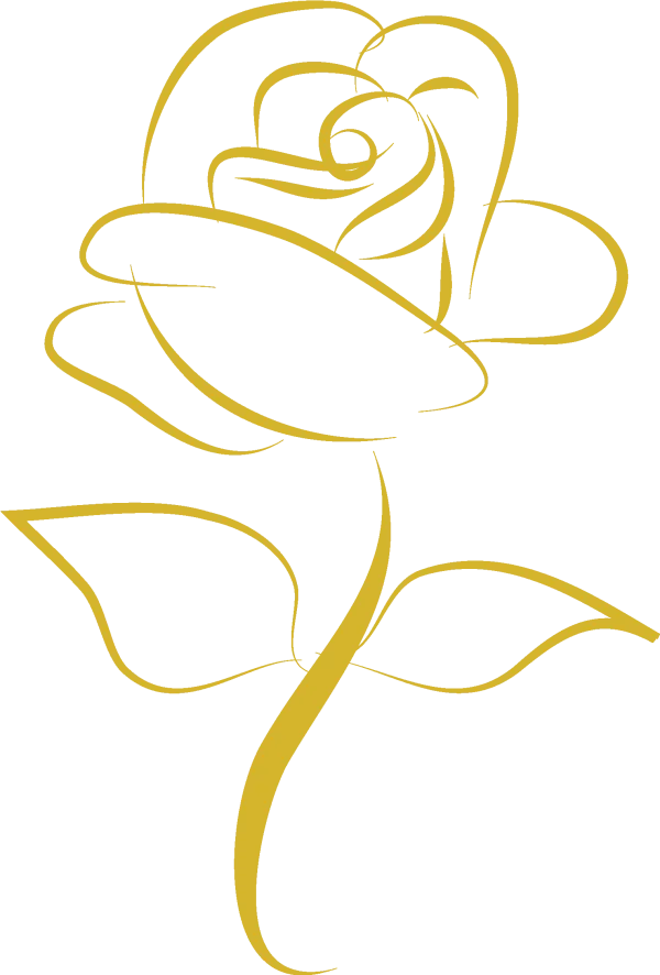 Golden Rose Line Art PNG Transparent Background
