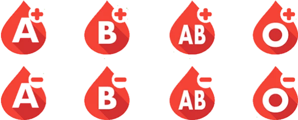 Blood Type Icons A B AB O Positive Negative