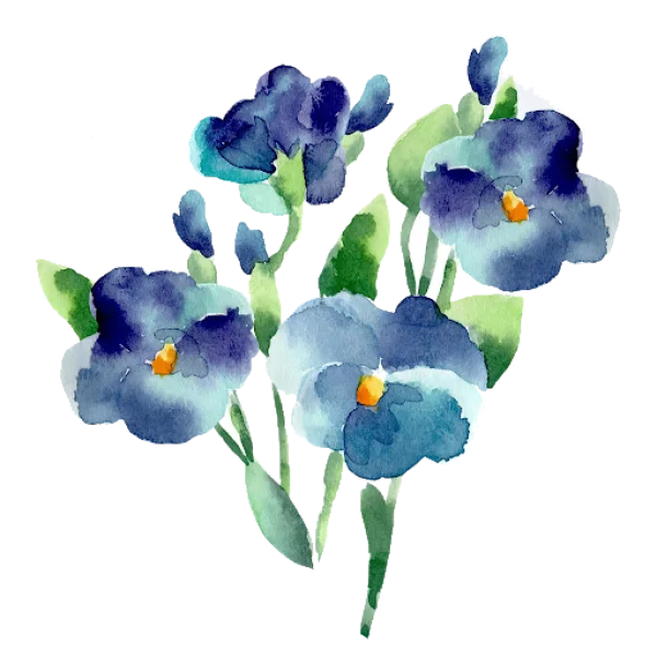 Watercolor Blue Flowers PNG Transparent Background