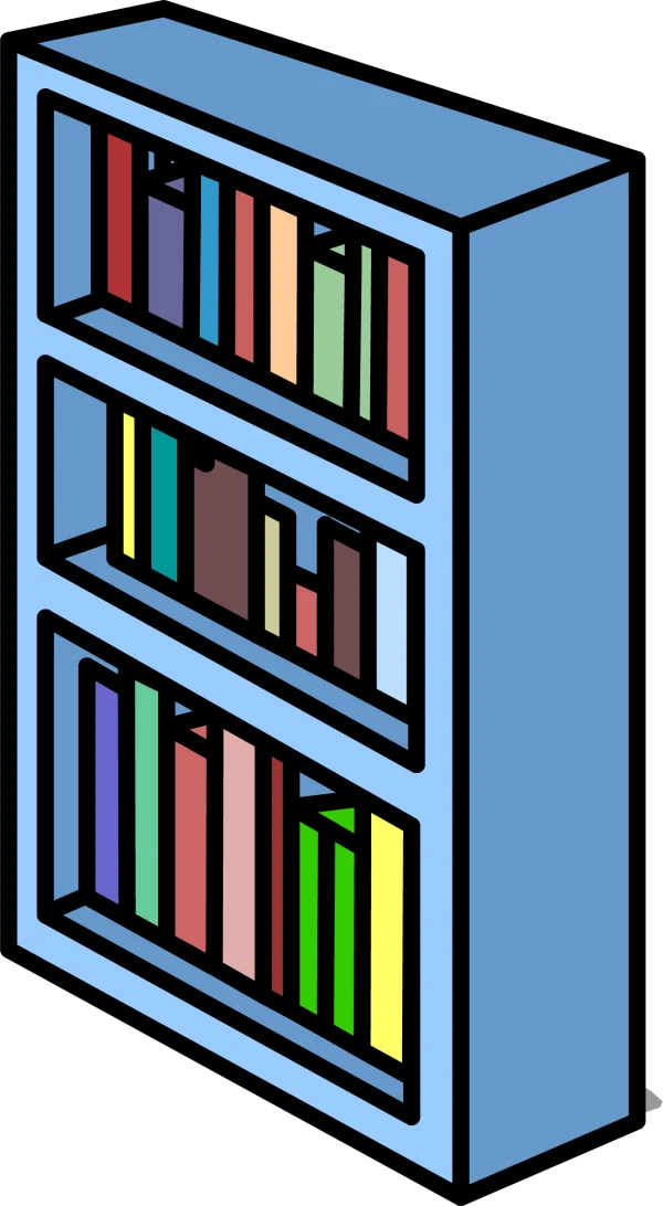Cartoon Bookshelf with Books PNG Transparent Background