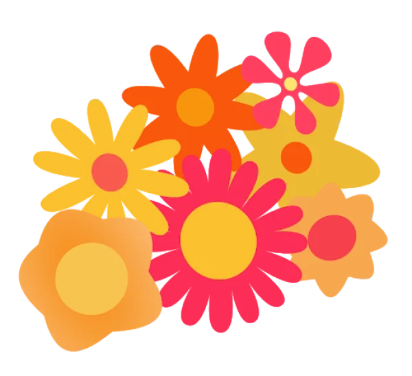 Colorful Cartoon Flowers PNG Transparent Background