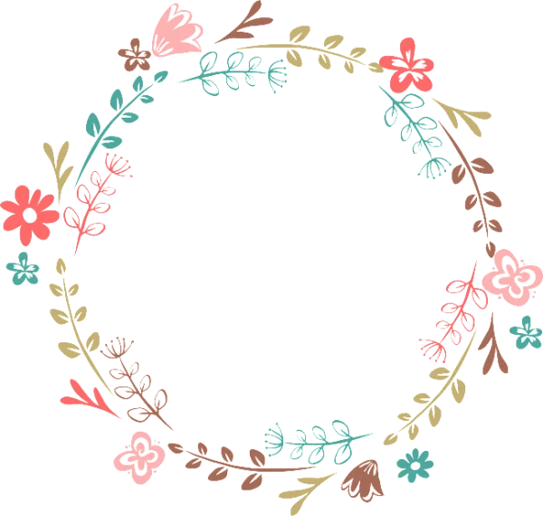 Cute Pastel Floral Wreath PNG