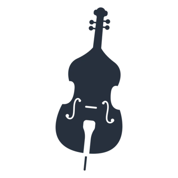 Upright Bass Silhouette PNG Transparent Background