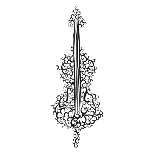 Ornate Swirl Bass Instrument PNG Transparent