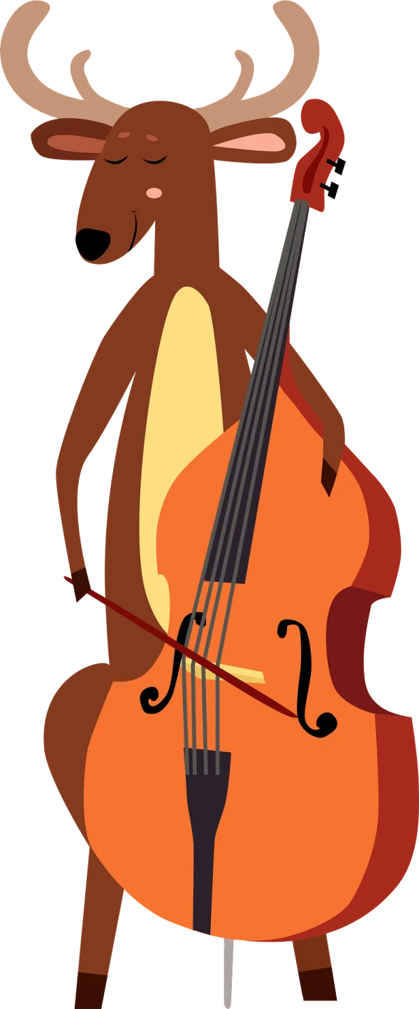Cartoon Deer Playing Double Bass PNG