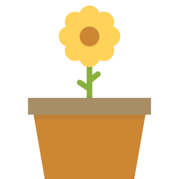 Stylized Potted Yellow Flower PNG
