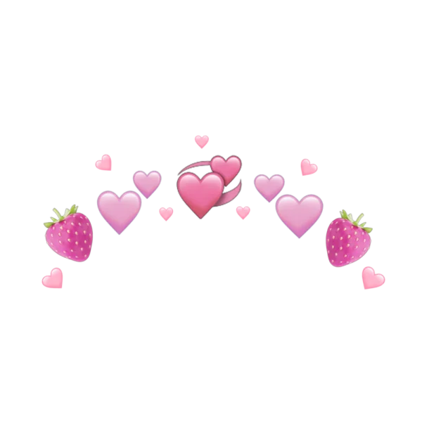Cute Pink Hearts and Strawberries PNG