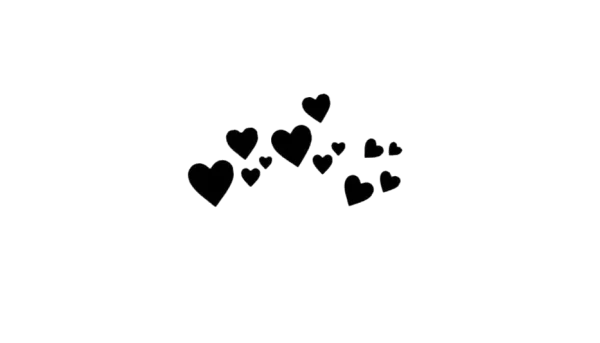 Black Scattered Heart Outlines PNG Transparent