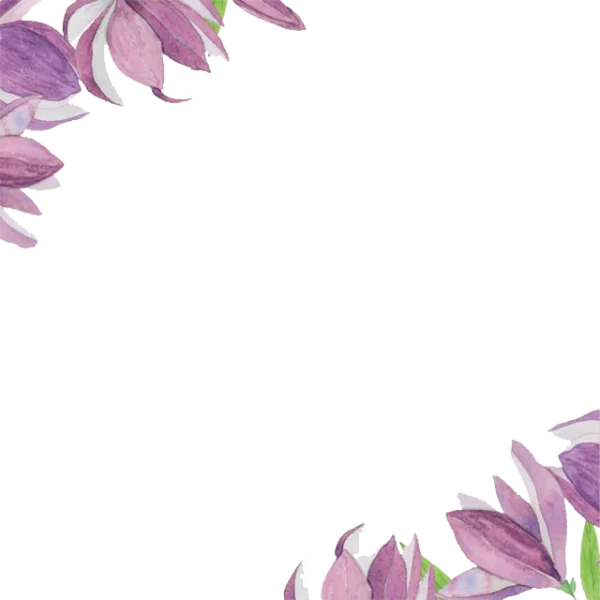 Purple Watercolor Floral Corner Frame PNG