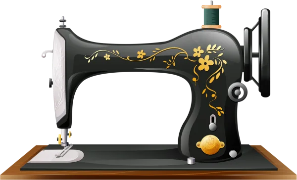 Vintage Black Sewing Machine PNG Transparent Background