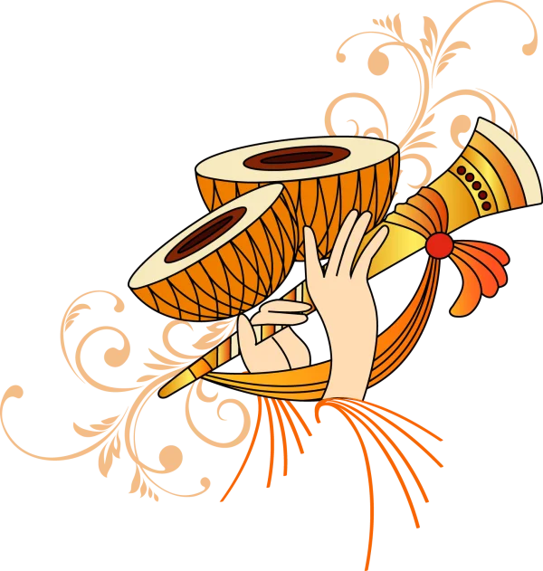 Indian Tabla Drums and Hand Art PNG