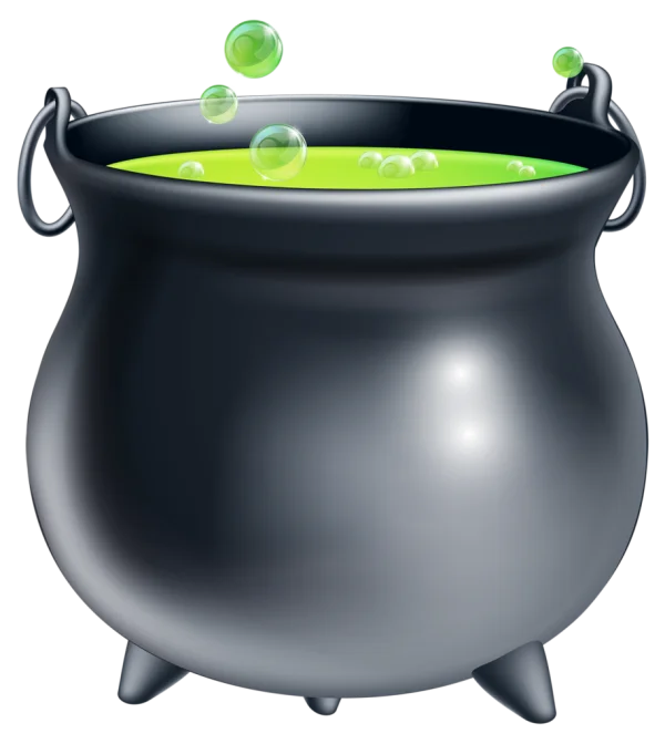 Bubbling Green Potion Cauldron PNG Transparent