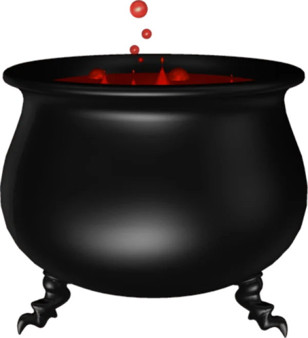 Black Cauldron with Red Potion PNG Transparent Background