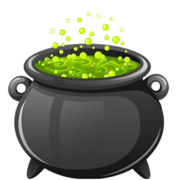 Bubbling Cauldron with Green Potion PNG Transparent
