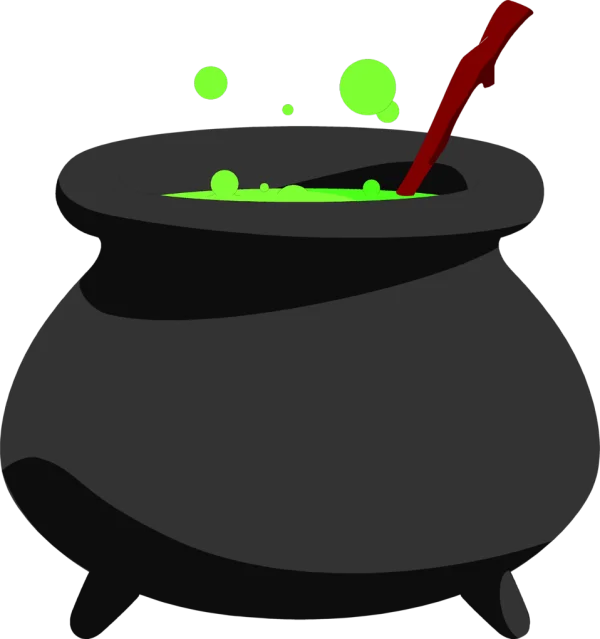 Witch's Cauldron with Green Potion PNG Transparent Background