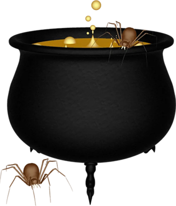 Halloween Cauldron with Spiders PNG Transparent