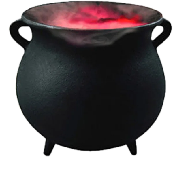 Black Cauldron with Red Smoke PNG Transparent Background