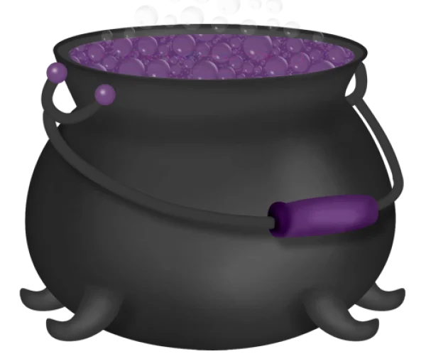 Bubbling Cauldron with Purple Potion PNG Transparent