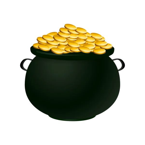 Pot of Gold Coins PNG Transparent Background